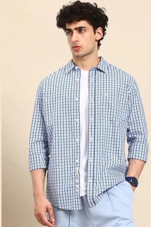 Benetton Grid Tattersall Checks Pure Cotton Regular Fit Casual Shirt