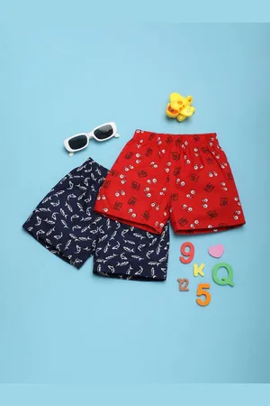 V-Mart Boys Pack Of 2 Conversational Printed Twill Cotton Shorts