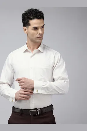 Van Heusen Pure Cotton Custom Fit Self Design Opaque Formal Shirt