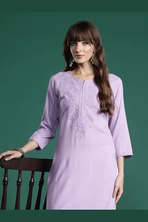 Indo Era Floral Embroidered Thread Work Kurta