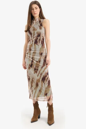DeFacto Print A-Line Midi Dress