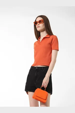 ONLY Cotton Polo Collar Knitted Slim Fit T-shirt