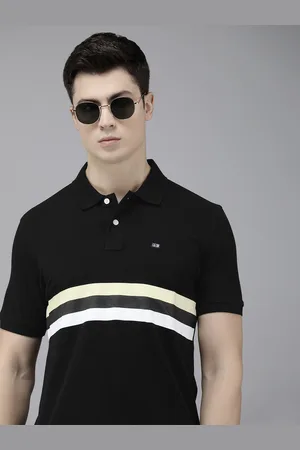 Arrow Striped Polo Collar Pure Cotton T-shirt