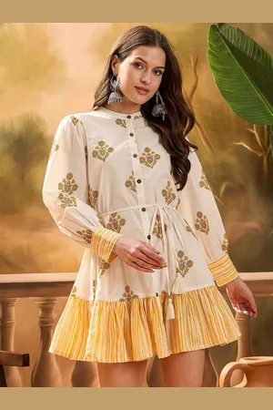 Sangria Printed Pure Cotton Round Neck Fit & Flare Above Knee Dress