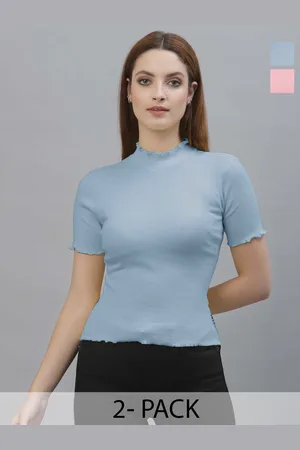 Friskers Women Pack Of 2 Cotton Fitted Crop Top