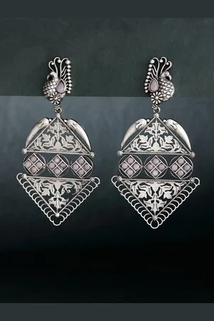 ATIBELLE Silver Plated Contemporary Jhumkas