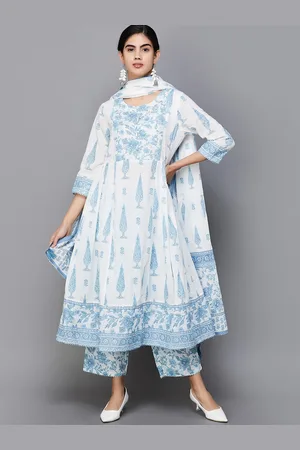 Lifestyle Floral Printed Regular Pure Cotton Kurta With Trousers & Dupatta
