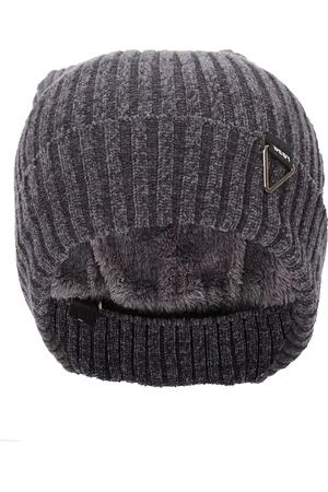 FabSeasons Grey Solid Acrylic Woolen Beanie