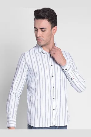 Crimsoune Club Slim Fit Vertical Striped Pure Cotton Casual Shirt