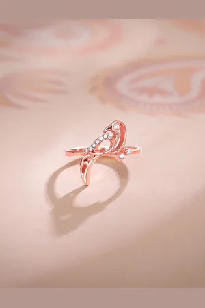 GIVA 925 Silver Rose Gold-Plated Cubic Zirconia Stone-Studded Tata Finger Ring