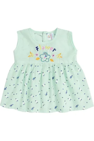 Babywish Girls Floral Embroidered Pure Cotton Fit & Flare Dress