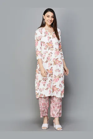 Lifestyle Floral Printed Regular Straight Kurta with Pyjamas