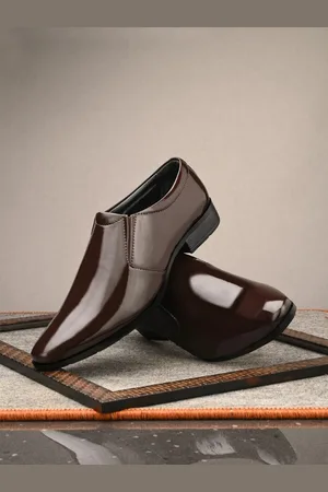 HERE&NOW Men Brown Round-Toe Formal Slip-On Shoes