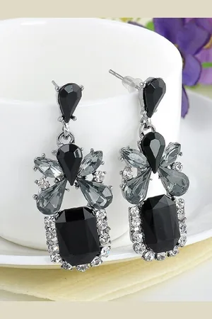 Anouk Silver Toned Crystals Drop Earrings