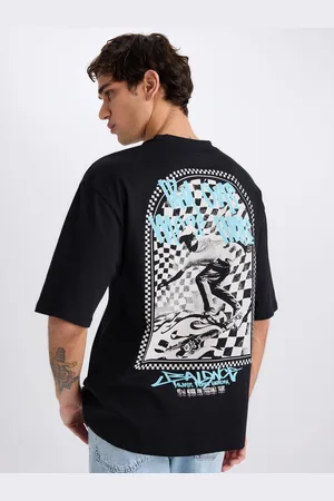 DeFacto Men Printed Drop-Shoulder Sleeves Raw Edge T-shirt