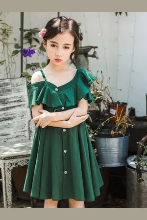LULU & SKY Girls Flutter Sleeve Cotton A-Line Dress