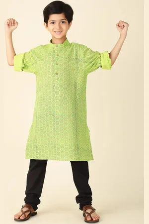 Fabindia Boys Geometric Printed Pure Cotton Straight Kurta