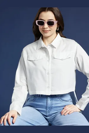 Mast & Harbour Women Pure Cotton Casual Crop Shirt