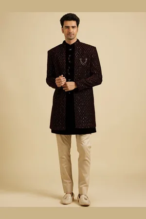 Manyavar Men Sequin Work Thread Embroidered Sherwani Set