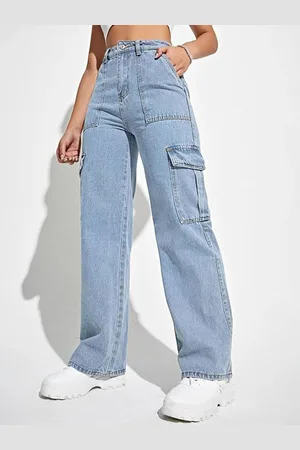 BAESD Women Comfort Light Fade High-Rise Cargo Styles Stretchable Denim Jeans