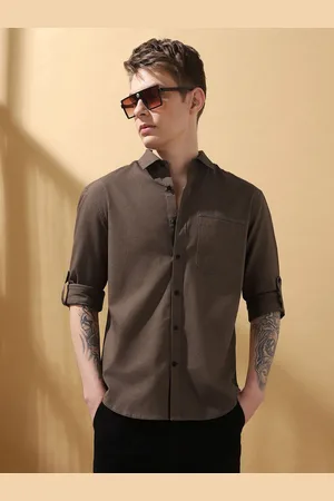 Dennis Lingo Men Self Design Spread Collar Full Sleeves Cotton Shirt