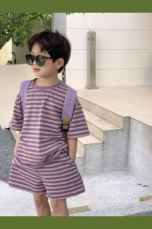 LULU & SKY Boys Striped T-shirt with Shorts