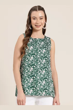 HERE&NOW Floral Printed Sleeveless A-Line Kurti