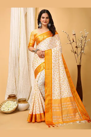 HERE&NOW Floral Zari Silk Cotton Banarasi Saree
