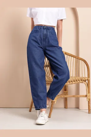 Mast & Harbour Women Barrel Fit High-Rise Jeans