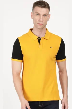 Lee Men Yellow & Black Polo Collar Slim Fit T-shirt