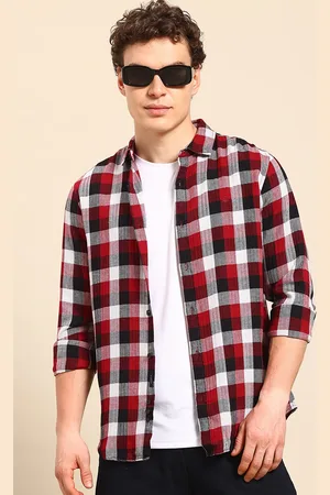Benetton Tartan Checks Herringbone Casual Shirt