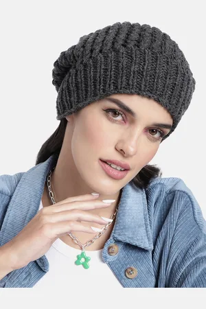 Magic Needles Unisex Grey Self Design Beanie