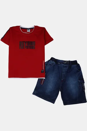 V-Mart Boys Printed Pure Cotton T-shirt with Shorts