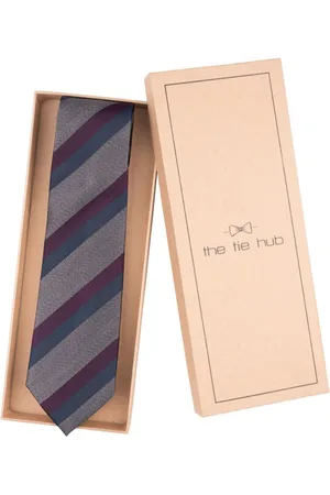 The Tie Hub Men Striped Silk Skinny Tie