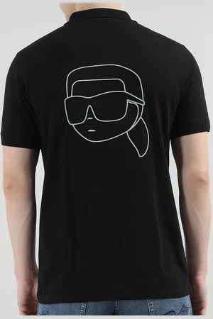 Karl Lagerfeld Men Graphic Printed Polo Collar Cotton T-shirt