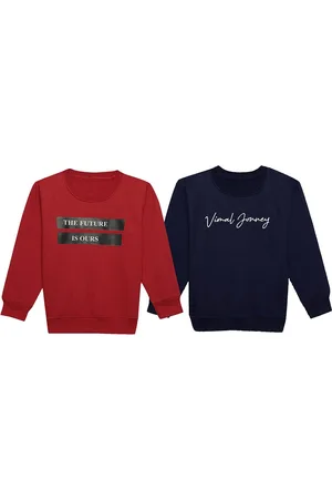 VIMAL JONNEY Pack Of 2 Kids Typography Printed Cotton Fleece Pullover Sweatshirt