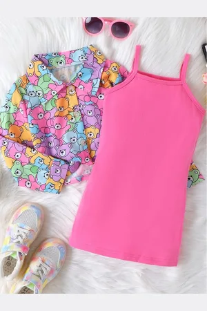 LULU & SKY Girls Printed Shirt with Skirt