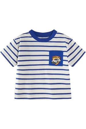 LULU & SKY Boys Striped Round Neck Cotton T-shirt