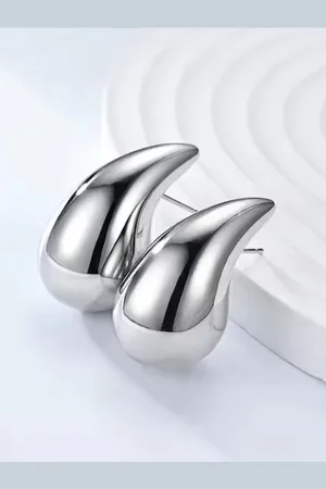 DressBerry Set of 2 Silver Plated Teardrop Shaped Studs