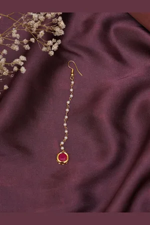 Ruby Raang Girls Gold-Plated Kundan Maang Tikka