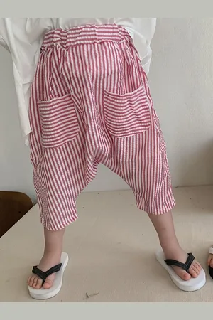 LULU & SKY Unisex Kids Striped Tapered Fit High-Rise Trousers