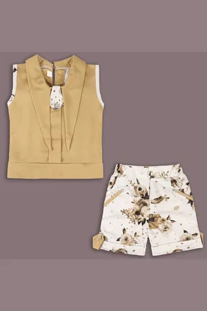 Wish Karo Girls Pure Silk Top with Shorts