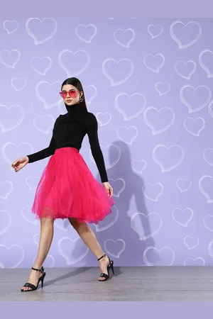 Cation Women Pretty Pink Solid Tulle Skirt