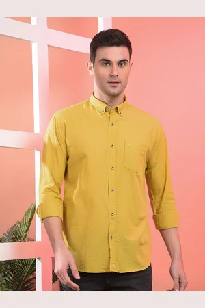 Cobb Men Slim Fit Button-Down Collar Solid Cotton Casual Shirt