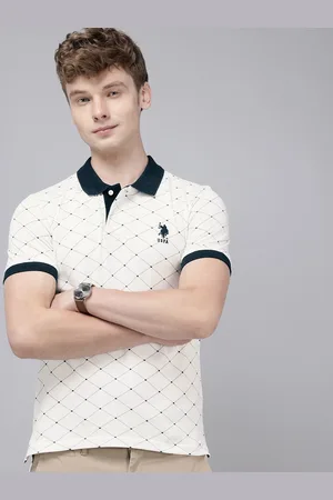 U.S. Polo Assn. Geometric Printed Polo Collar Pure Cotton Slim Fit T-shirt