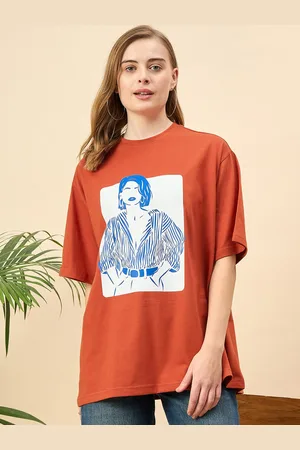 Mast & Harbour Women Printed Drop-Shoulder Sleeves T-shirt