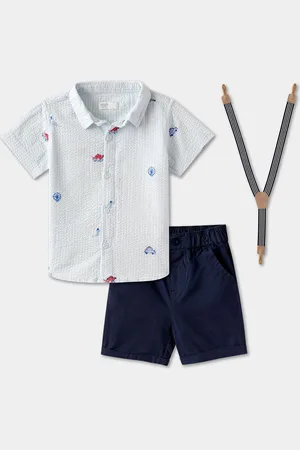 R&B Boys Printed Shrit Collar Pure Cotton Shirt And Shorts