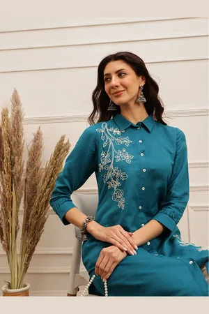BARARA ETHNIC Women Printed Thread Work Anarkali Kurta