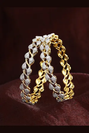 ESTELE Set Of 2 Rhodium-Plated Crystals-Studded Bangles