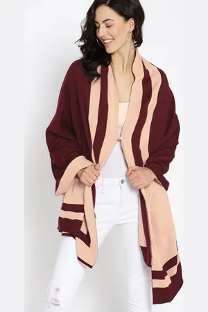 DressBerry Women Maroon & Peach-Coloured Front-Open Sweater